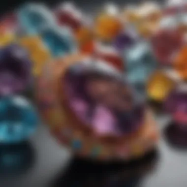Dazzling Gemstone Showcase A stunning close-up of various gemstones showcasing their vibrant colors and unique cuts.