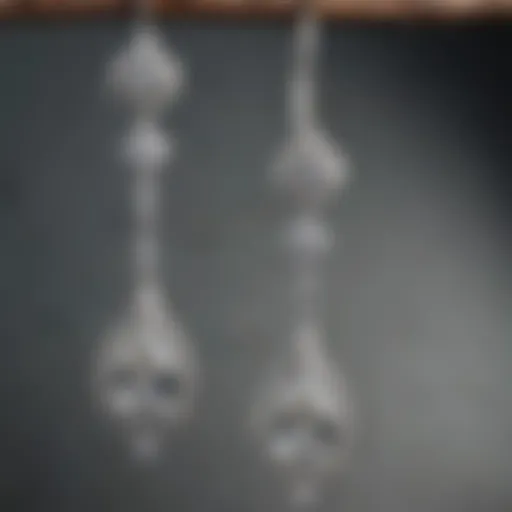 Elegant diamond drop earrings on display