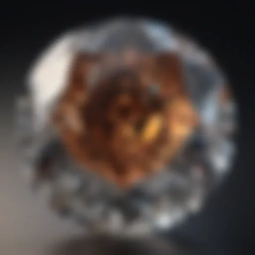 Close-up of a diamond showcasing intricate facets