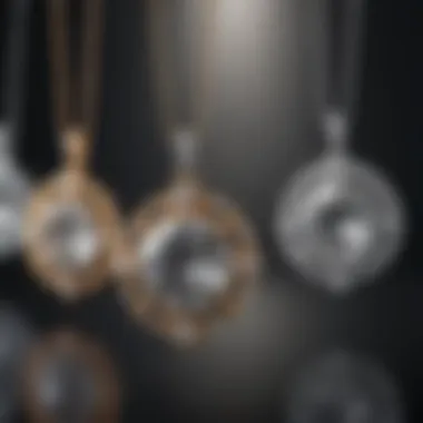 An elegant display of various diamond pendant settings, highlighting craftsmanship and design.