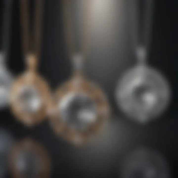 An elegant display of various diamond pendant settings, highlighting craftsmanship and design.