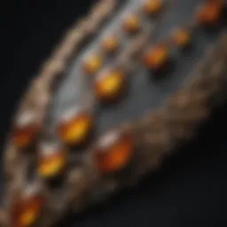 Intricate antique amber necklace showcasing natural textures