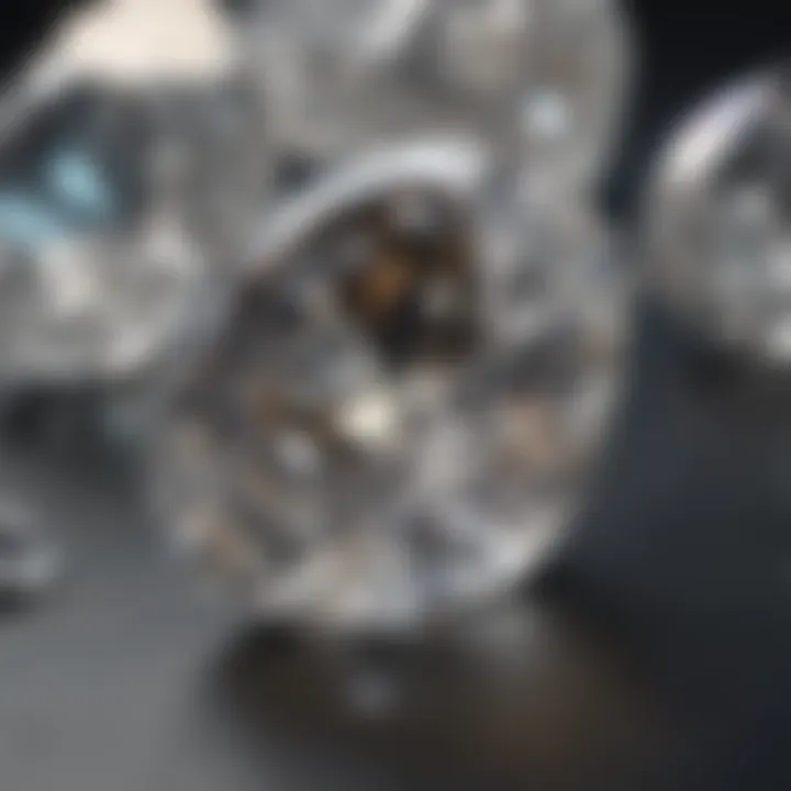 A detailed view of diamond inclusions highlighting clarity.