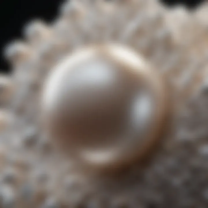 Close-up view of a high-quality pearl highlighting its luster and surface