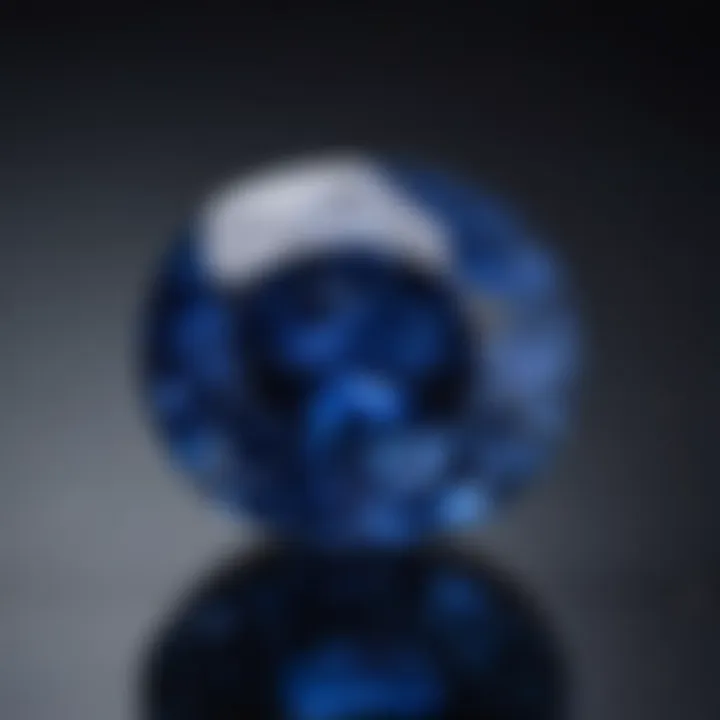 Close-up of a Ceylon sapphire highlighting its unique cut and facets.