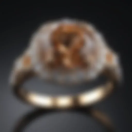 A close-up of a champagne diamond ring showcasing its unique hue and brilliance.