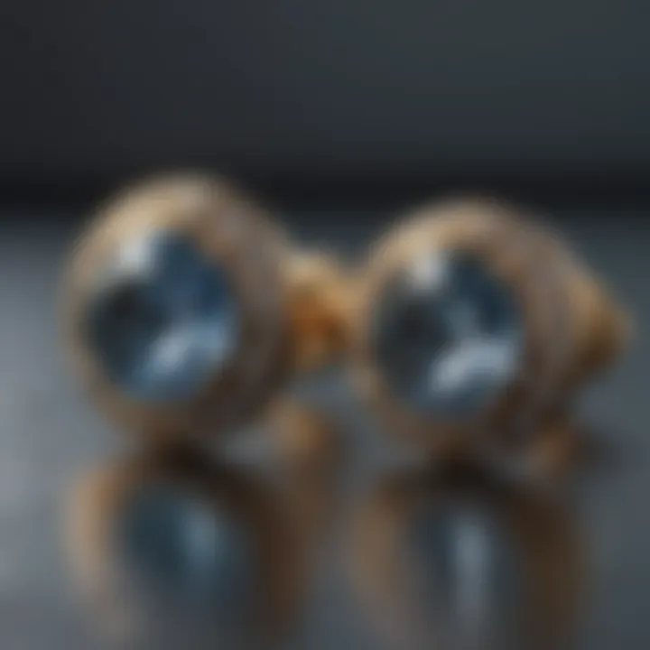 Diamond stud earrings showcased in a bezel setting