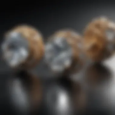 Artistic arrangement of diamond stud earrings in a unique setting