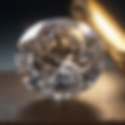 Close-up of a diamond showcasing clarity features