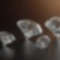 Comparison of diamond sizes on a velvet background