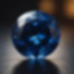 A close-up view of a sapphire showcasing its deep blue hue and clarity.