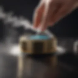 Close-up view of a jewelry steam cleaner in action