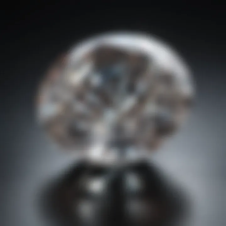 Close-up of a diamond magnified to show clarity characteristics