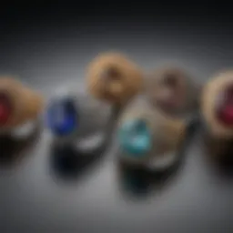 A close-up image of different ring sizes displayed on a velvet surface.