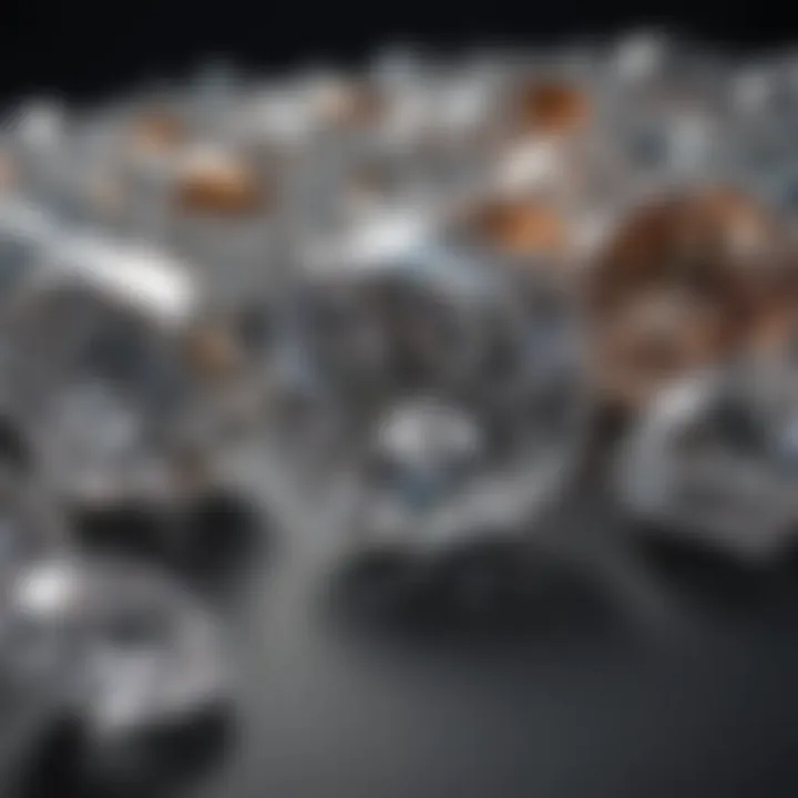 A close-up view of multiple diamond cuts showcasing their brilliance