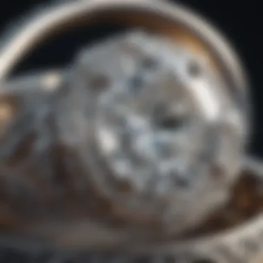 Close-up of intricate craftsmanship on a diamond ring