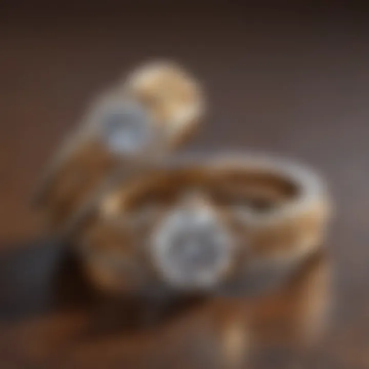 Artistic representation of cultural symbols on engagement rings with wrap around bands.