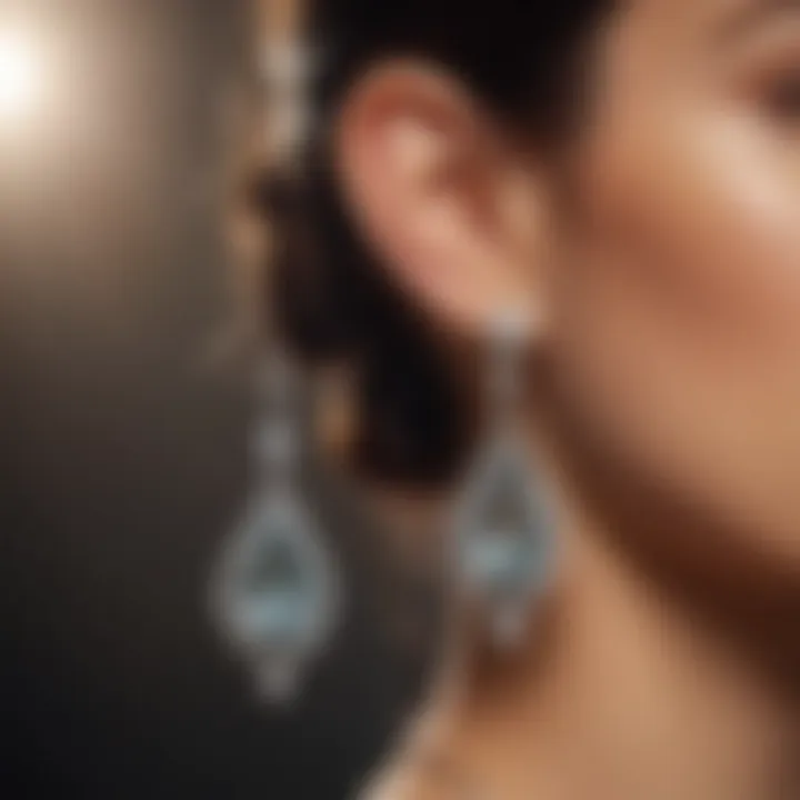 Delicate diamond earrings reflecting light beautifully