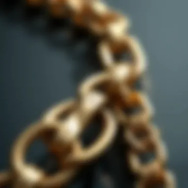 Close-up of a jewelry chain with intricate links