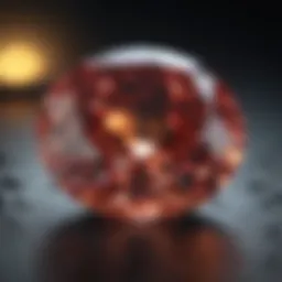 Close-up of a round diamond showcasing color grading