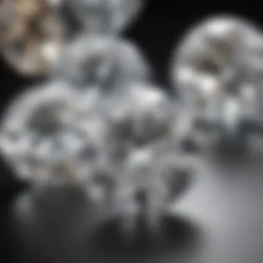 Close-up of moissanite and diamond facets