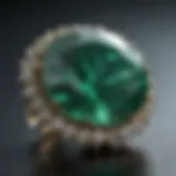 Close-up view of an emerald showcasing its rich green color and clarity