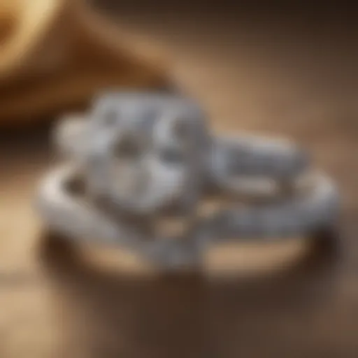 A close-up of a stunning engagement ring set against a soft velvet background.