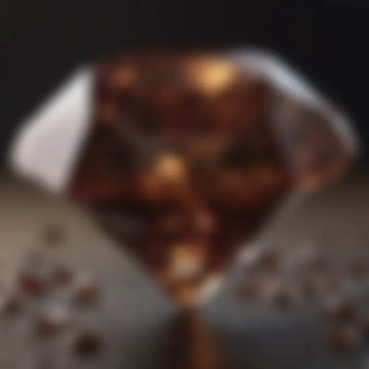 Close-up of a chocolate diamond showcasing its unique color