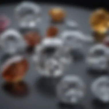 An array of diamonds demonstrating various cuts