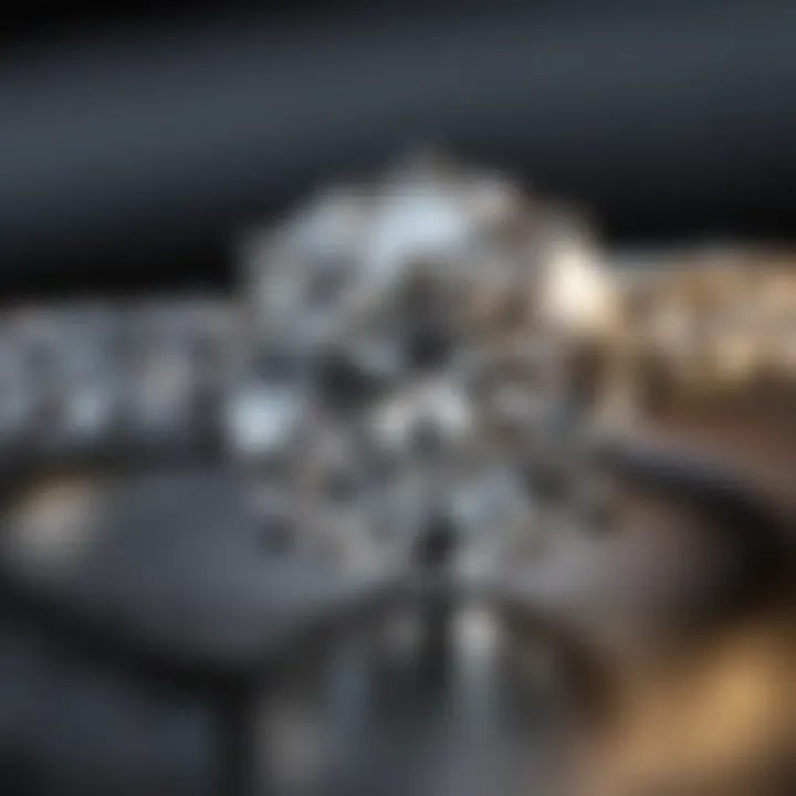 Close-up of a shimmering diamond set in a delicate band