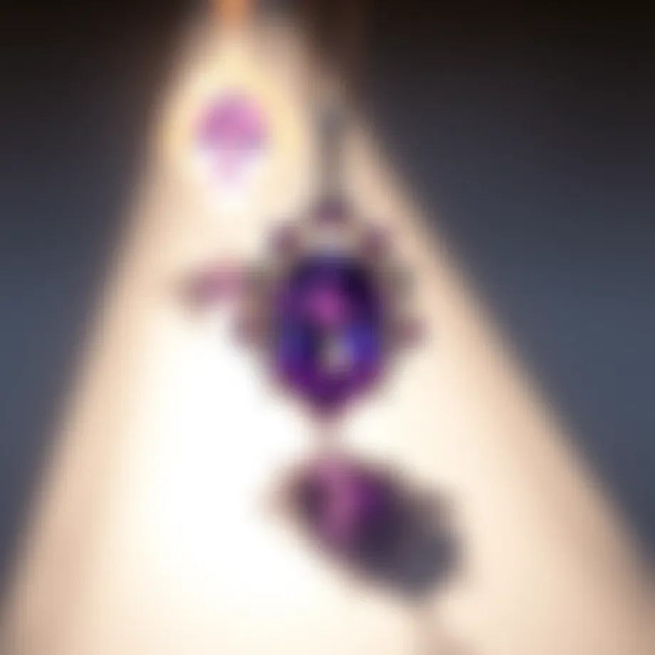 Stunning amethyst pendant reflecting light