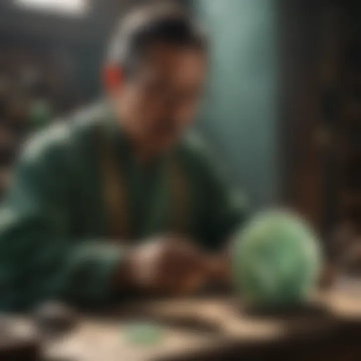 Artisan demonstrating traditional jade carving techniques