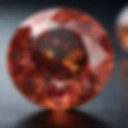 A close-up view of the August birthstone showcasing its vibrant colors and intricate details
