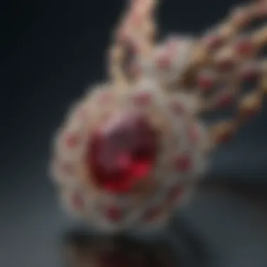 Elegant Ruby Jewelry An elegant jewelry piece featuring a ruby surrounded by diamonds