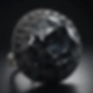 Close-up of a black sapphire showcasing its unique facets and deep color