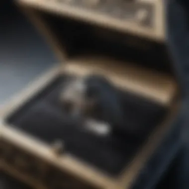 A beautifully crafted jewelry box containing a black sapphire ring