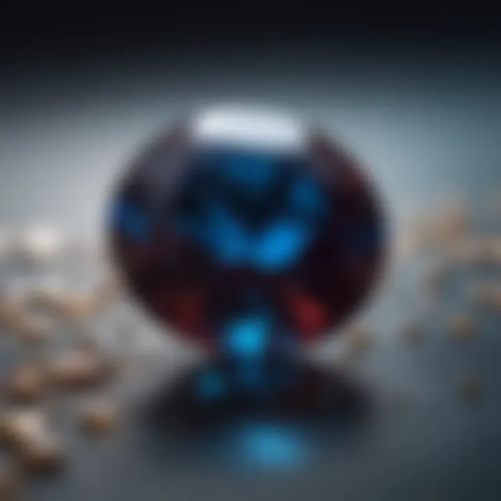 Close-up view of blue advantage garnet showcasing its vibrant hues and clarity
