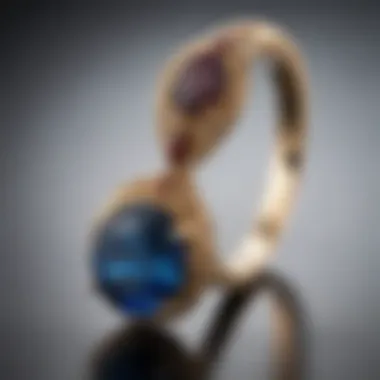 Display of blue advantage garnet in an elegant jewelry setting