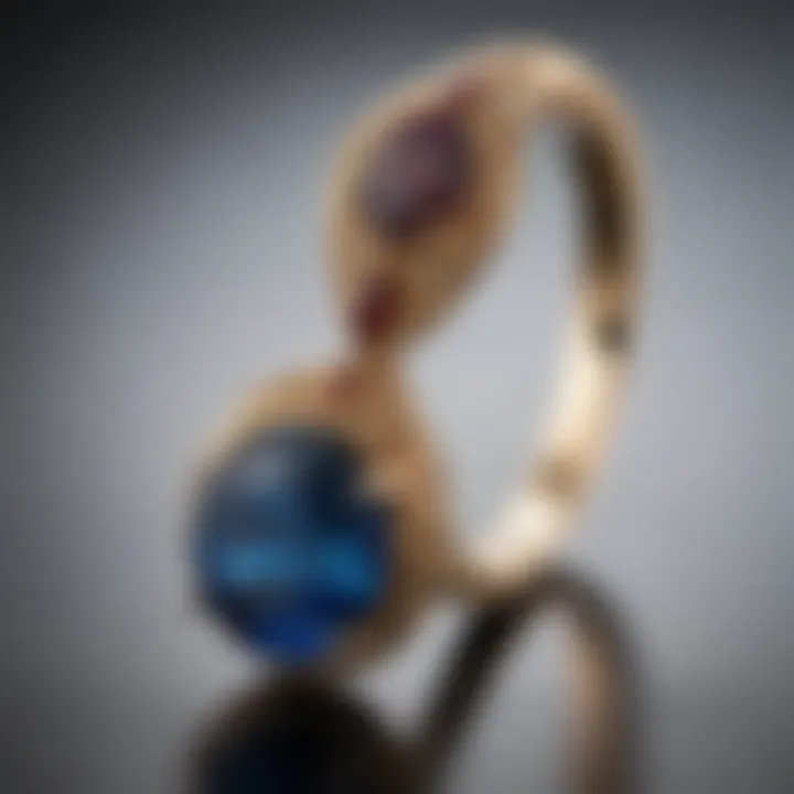 Display of blue advantage garnet in an elegant jewelry setting