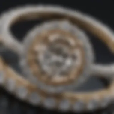 Close-up of a diamond halo setting highlighting craftsmanship