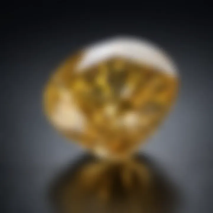 A close-up view of a flawless yellow diamond highlighting its exceptional clarity and color.