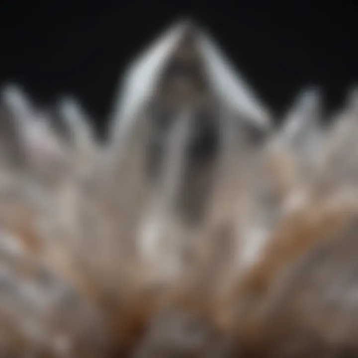 Close-up of a clear quartz crystal, highlighting its intricate internal structure.