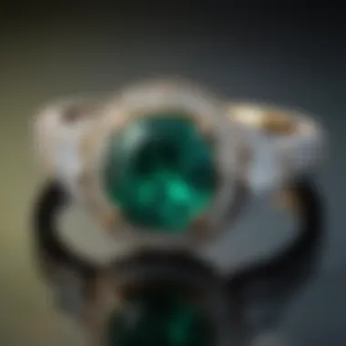 An exquisite emerald engagement ring set against a soft velvet background