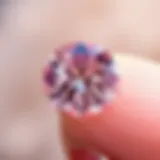 A close-up view of a brilliant pink diamond showcasing its unique color and clarity