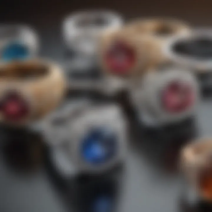 Variety of styles in Jared platinum rings displayed together