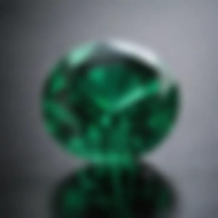 A close-up of a lab-created emerald highlighting its clarity and depth