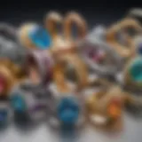 A collection of various metal-free rings showcasing unique designs and materials