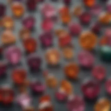 A close-up of various October birthstones showcasing their unique textures