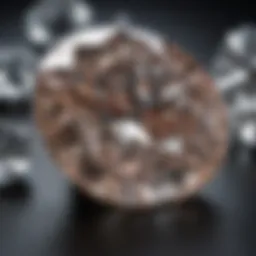 A close-up view of an old cut diamond showcasing its unique facets and brilliance