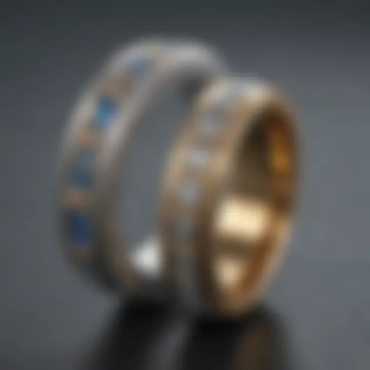 Display of various materials used in wedding bands